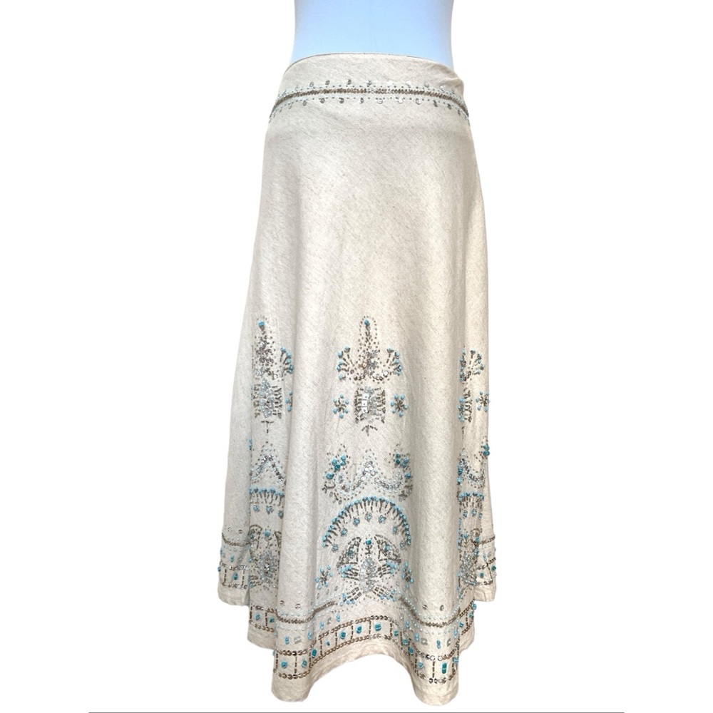 Basil & Maude Linen A-line beaded skirt, NWOT, 2